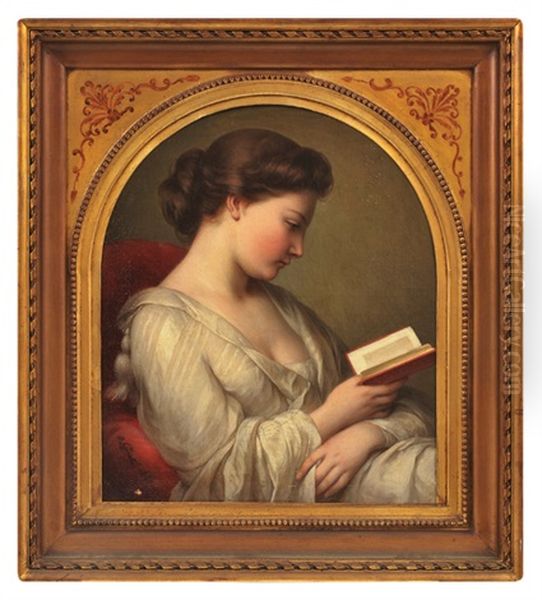 Reading Oil Painting by Charlemagne-Oscar Guet