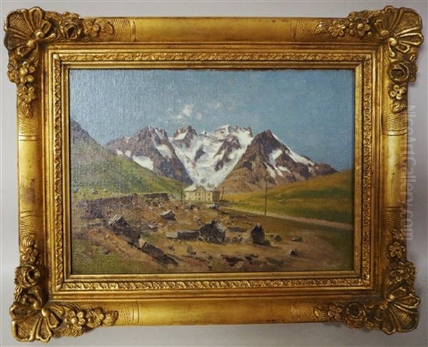 Paysage De Montagne, Col Du Lautaret Oil Painting by Laurent (Abbe) Guetal