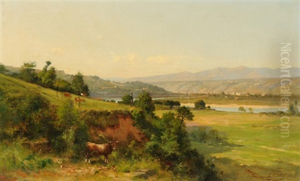 Wiesenlandschaft Oil Painting by Laurent (Abbe) Guetal