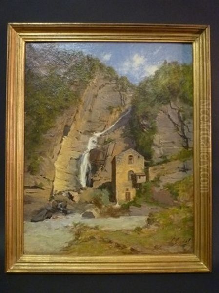 Maison Au Bord Du Torrent En Dauphine Oil Painting by Laurent (Abbe) Guetal