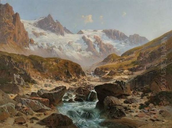 Glacier De La Meige Oil Painting by Laurent (Abbe) Guetal