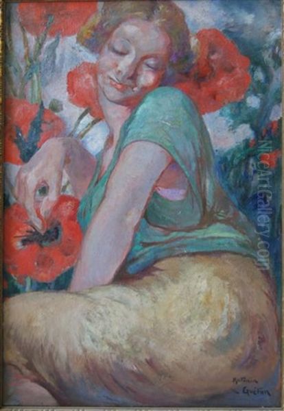 Portrait De Femme Oil Painting by Antonin Gueton