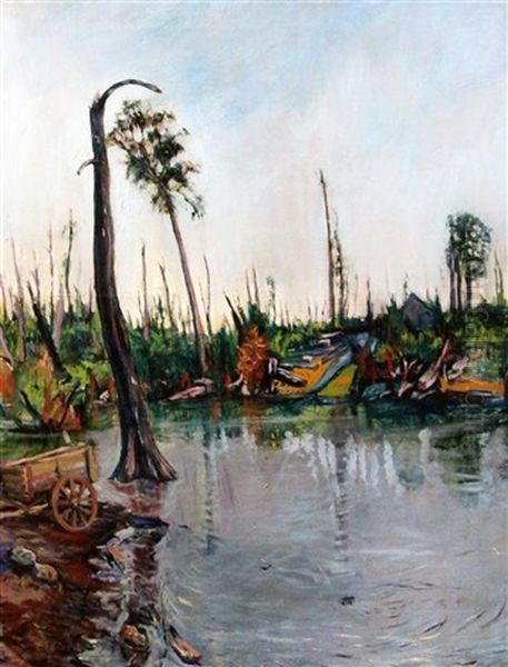 The Flooded Camp Oil Painting by Alvaro Guevara