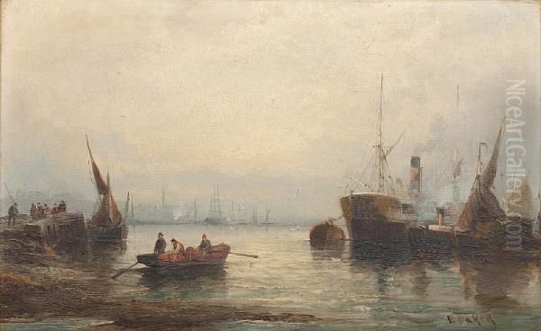 Shipping Scenes Oil Painting by E Baker