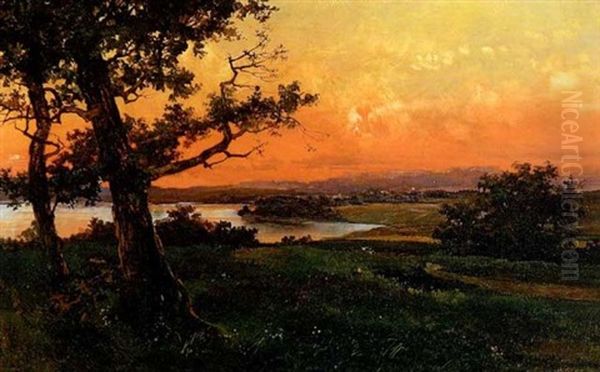 Abendstimmung Am See Oil Painting by Theodor Otto Michael Guggenberger