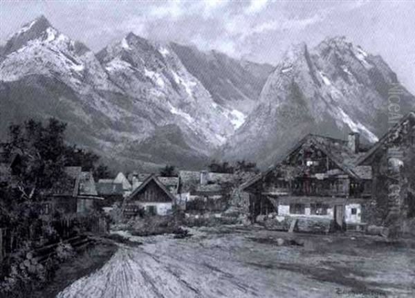 Garmisch Mit Zugspitzmassiv Oil Painting by Theodor Otto Michael Guggenberger