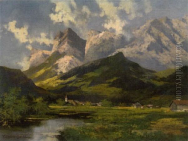 Bei Kufstein Oil Painting by Theodor Otto Michael Guggenberger