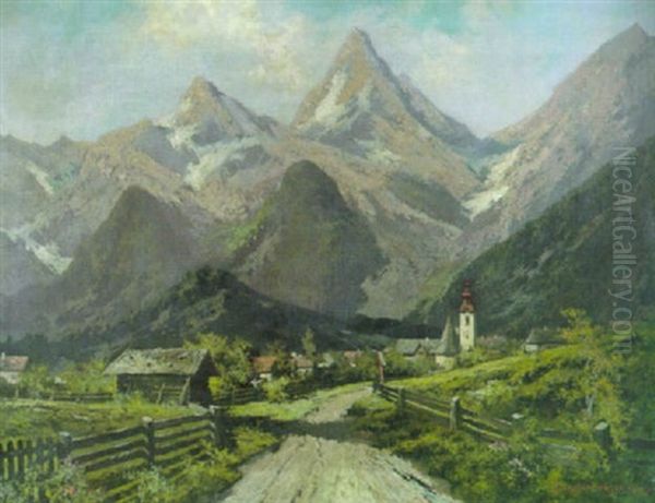 Lofer Bei Reichenhall Oil Painting by Theodor Otto Michael Guggenberger