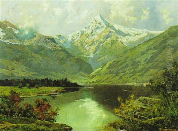 Der Zellersee Oil Painting by Theodor Otto Michael Guggenberger