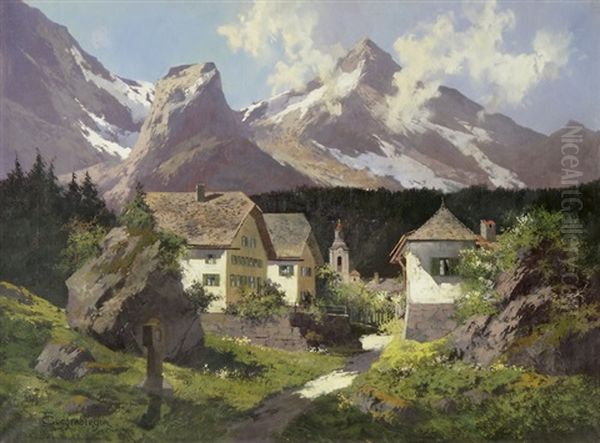 Dorf In Den Alpen Oil Painting by Thomas Guggenberger