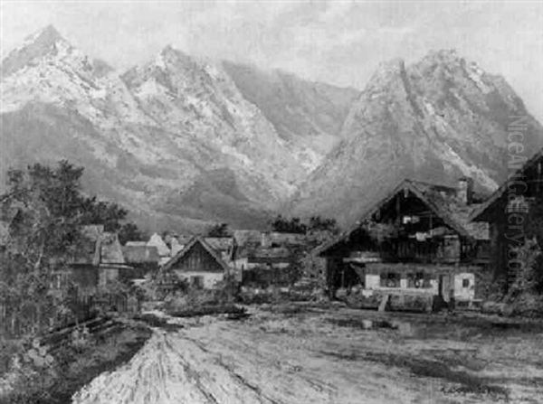 Dorfstrase In Garmisch Oil Painting by Thomas Guggenberger