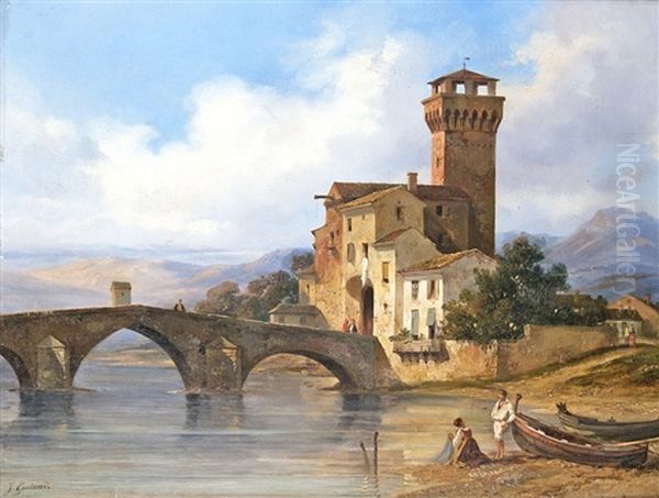 Bridge Architecture In Italy Oil Painting by Jacques Guiaud