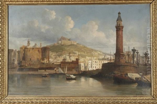 Vue Du Port De Naples Oil Painting by Jacques Guiaud