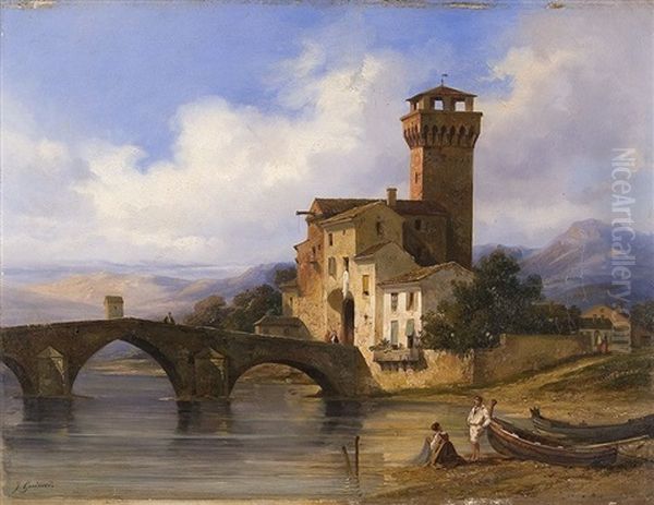 Bruckenarchitektur In Italien Oil Painting by Jacques Guiaud