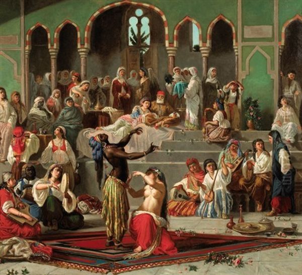 Les Danseuses Du Harem Oil Painting by Jacques Guiaud