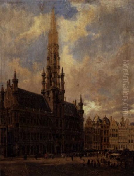 Parti Fra Grand Place I Bruxelles Oil Painting by Jacques Guiaud