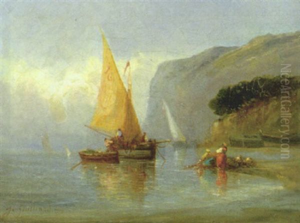 Segelboote Vor Der Kuste Oil Painting by Joseph Alexandre Guichard