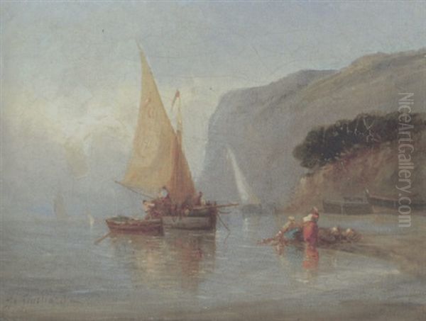 Segelboote Vor Der Kuste Oil Painting by Joseph Alexandre Guichard