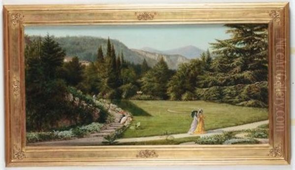 Veduta Di Giardino Sul Lago Maggiore Oil Painting by Giovanni Guida