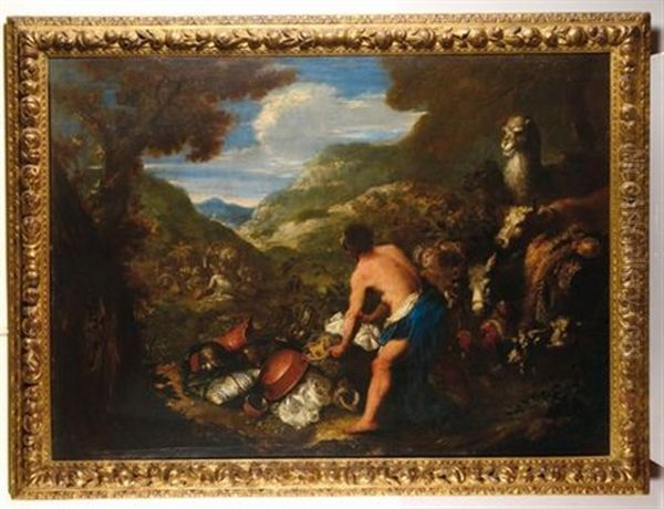 Il Viaggio Di Giacobbe Orfeo Incanta Gli Animali Con La Sua Musica Oil Painting by Bartolomeo Guidobono