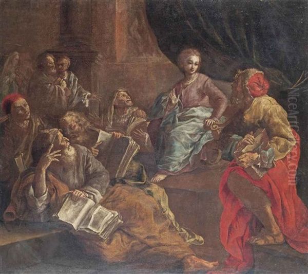 Christ Among The Doctors Oil Painting by Bartolomeo Guidobono