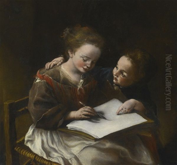 The Drawing Lesson Oil Painting by Domenico Guidobono