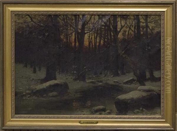 Winter Evening Oil Painting by Alexandre Gaston Guignard