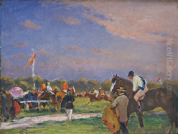 Les Preparatifs Pour La Course Oil Painting by Alexandre Gaston Guignard