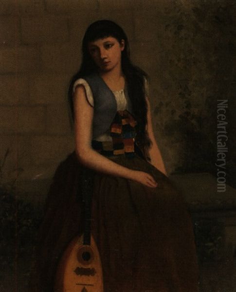 Jeune Femme A La Mandoline Oil Painting by Alexandre Gaston Guignard