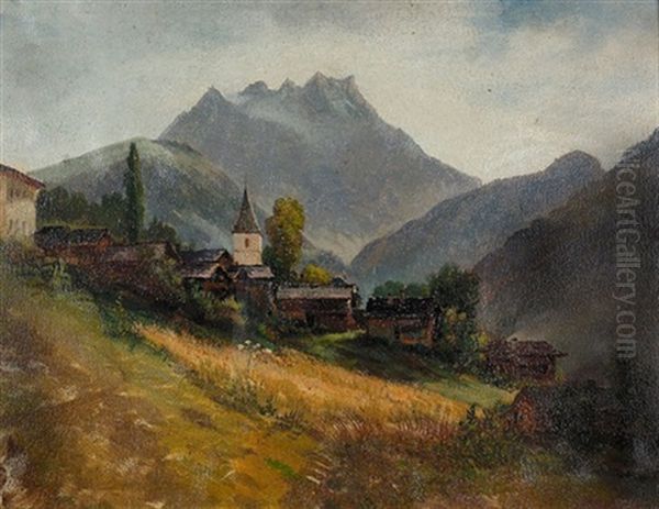 Village De Gryon Oil Painting by Jean Samson Guignard