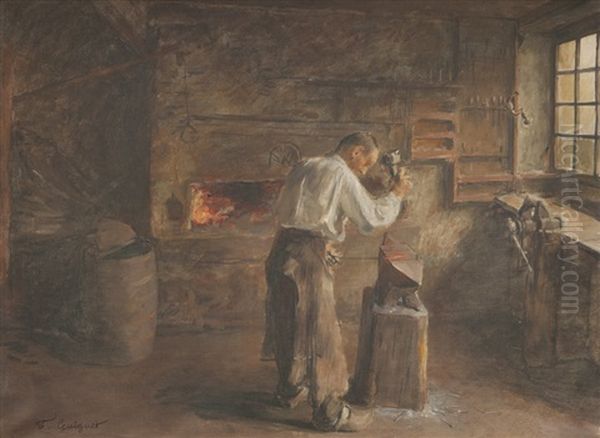 Le Forgeron Oil Painting by Jean Adrien Guignet