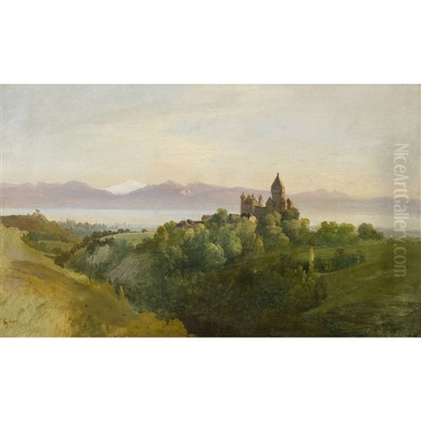 Vufflens-le-chateau Am Genfersee Oil Painting by Charles Louis Guigon