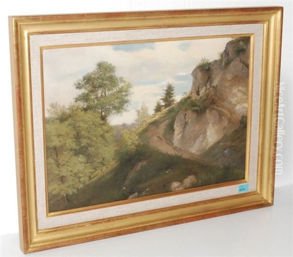 Voralpine Landschaft Oil Painting by Charles Louis Guigon