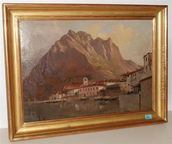 Blick Auf Lecco, Mit Dem Hafen Oil Painting by Charles Louis Guigon