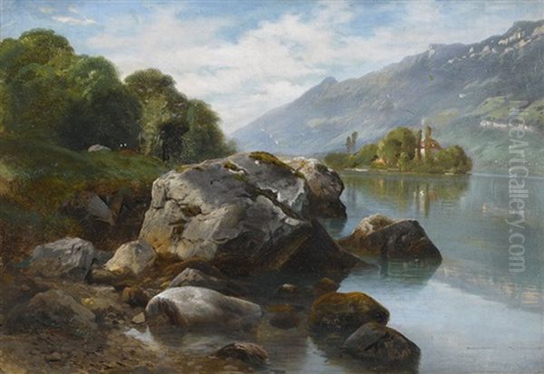 Lac De Brienz Oil Painting by Charles Louis Guigon