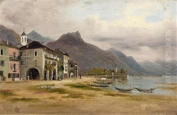 Locarno, Lago Maggiore Oil Painting by Charles Louis Guigon