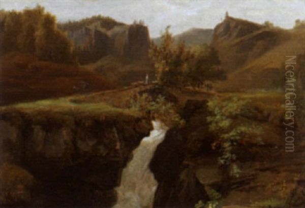 La Vallee De Lauterbrunnen Oil Painting by Charles Louis Guigon