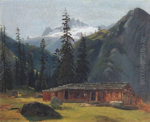 Chalet De La Handeck Oil Painting by Charles Louis Guigon