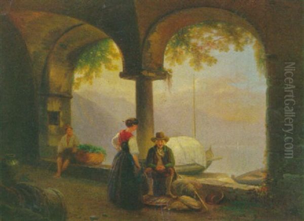 Le Vieux Pecheur Oil Painting by Charles Louis Guigon