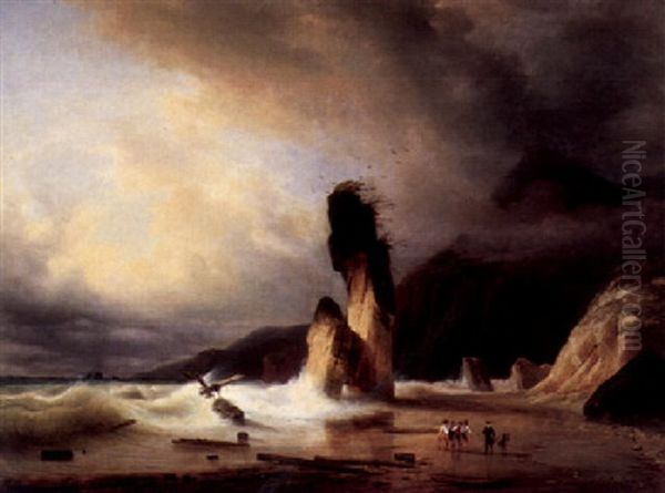 Schiffbruchige Vor Der Rettung by Charles Louis Guigon