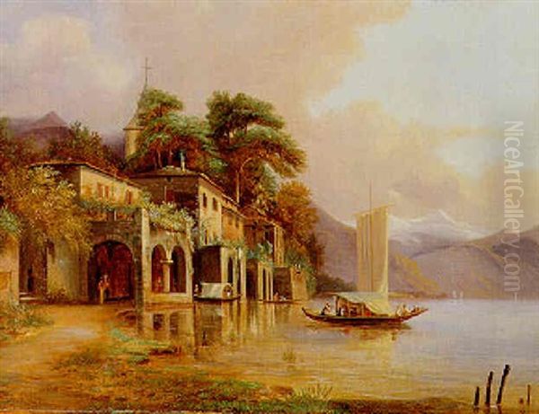 Lago Maggiore, Tessin Oil Painting by Charles Louis Guigon