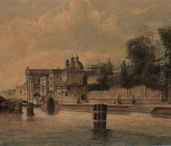 Canal Venitien Oil Painting by Charles Louis Guigon