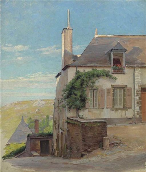 A French Farmhouse Oil Painting by Paul Camille Guigou