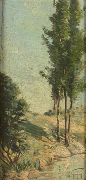 Les Arbres Au Bord De La Riviere Oil Painting by Paul Camille Guigou