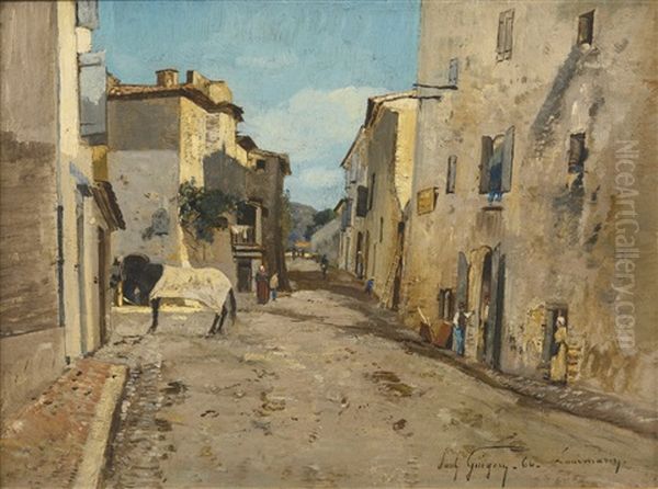 Rue A Lourmarin (vaucluse) Oil Painting by Paul Camille Guigou