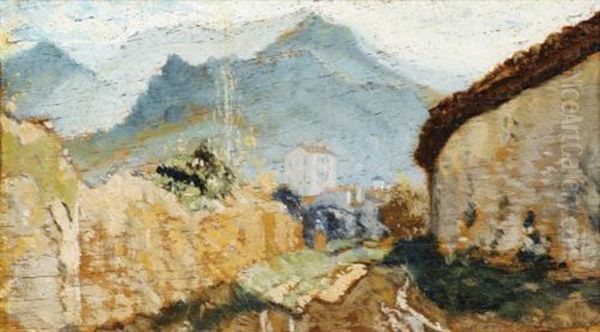 Village Dans Un Paysage De Collines Oil Painting by Paul Camille Guigou