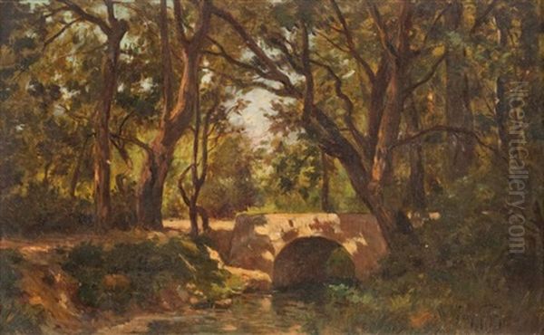 Pont Dans Un Sous-bois Oil Painting by Paul Camille Guigou