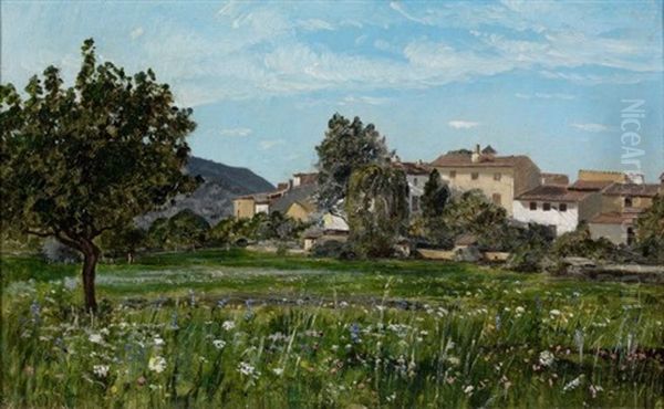 Vue De Lourmarin Oil Painting by Paul Camille Guigou