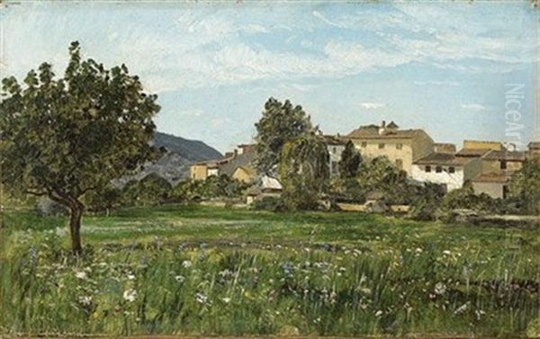 Le Hameau De Lourmarin Oil Painting by Paul Camille Guigou