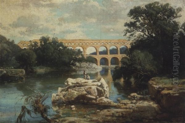 Le Pont Du Gard Oil Painting by Paul Camille Guigou